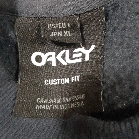 Oakley Men's Overlock Sweater 472546 Foggy Blue Yellow Stitching Pullover Large - Picture 5 of 7
